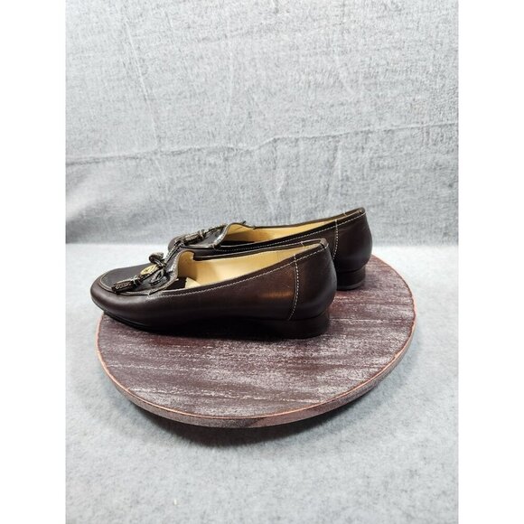 Etienne Aigner Brown "Vita" Loafers With Tassel & Gold Hardware & Low Heel 8M - Picture 6 of 13